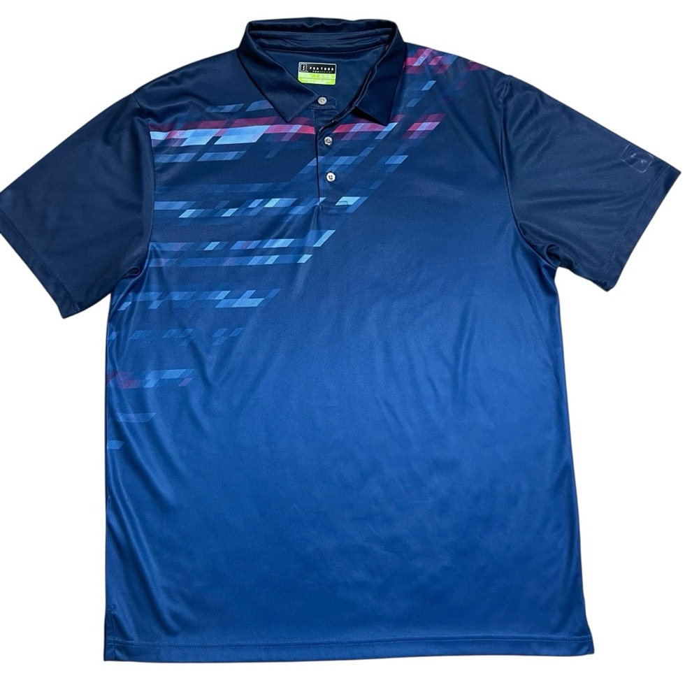 PGA TOUR Polo Golf Shirt Mens XL Blue Athletic Fit Short Sleeve Weekend Casual